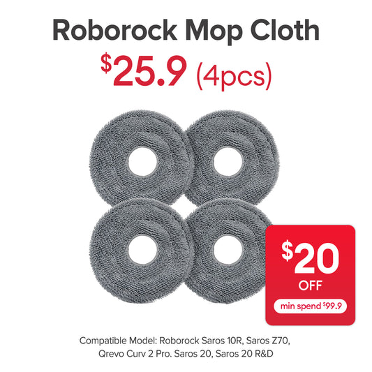 Mop Cloth for Roborock Saros 10R, Saros Z70 , Curv 2 Pro