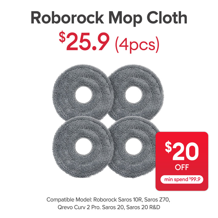 Mop Cloth for Roborock Saros 10R, Saros Z70 , Curv 2 Pro, Saros 20, Saros 20 R&D