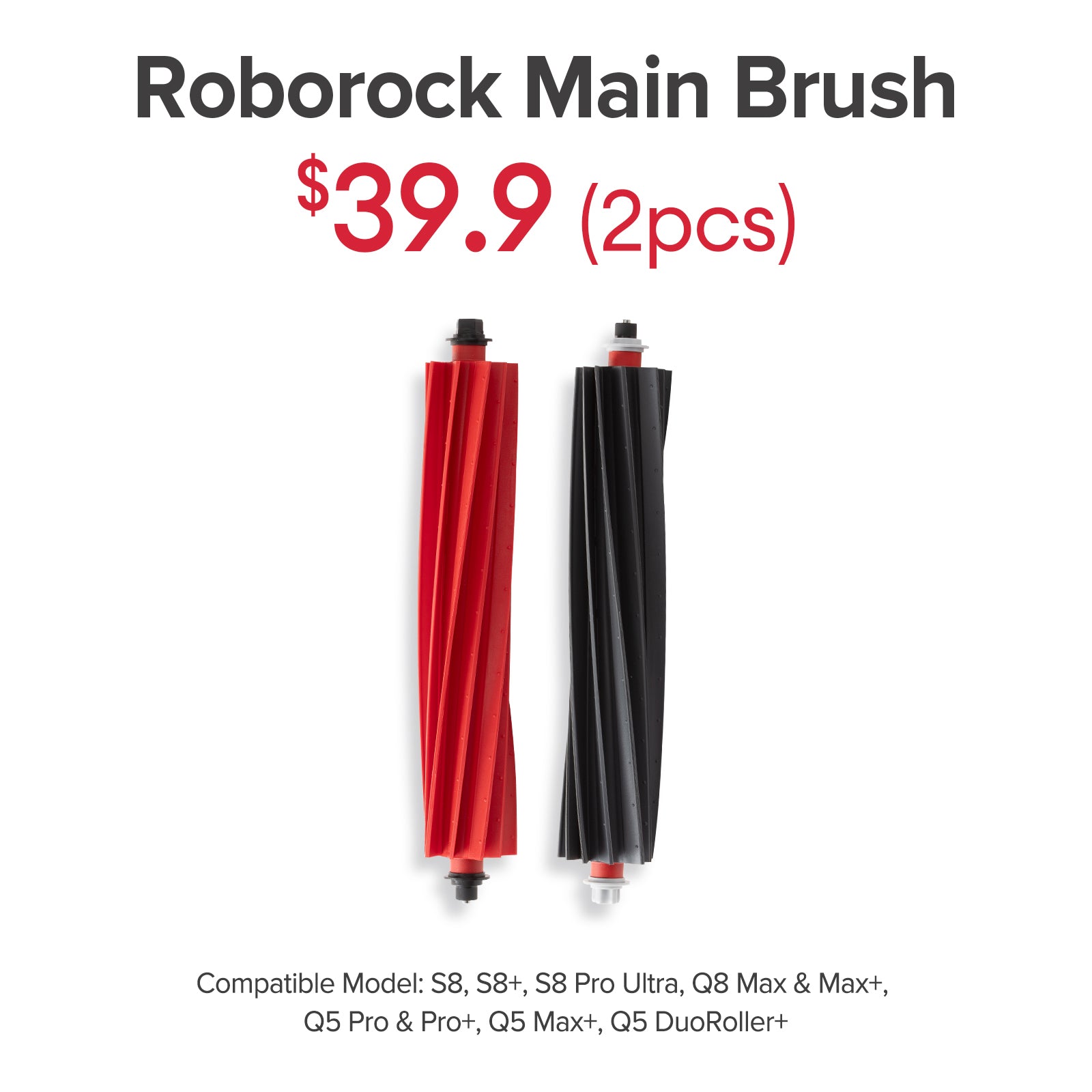 Main Brush for Roborock S8/S8+/S8 Pro Ultra/Q8 Max&Max+/Q5 Pro&Pro+/Q5 Max+/Q5 DuoRoller+