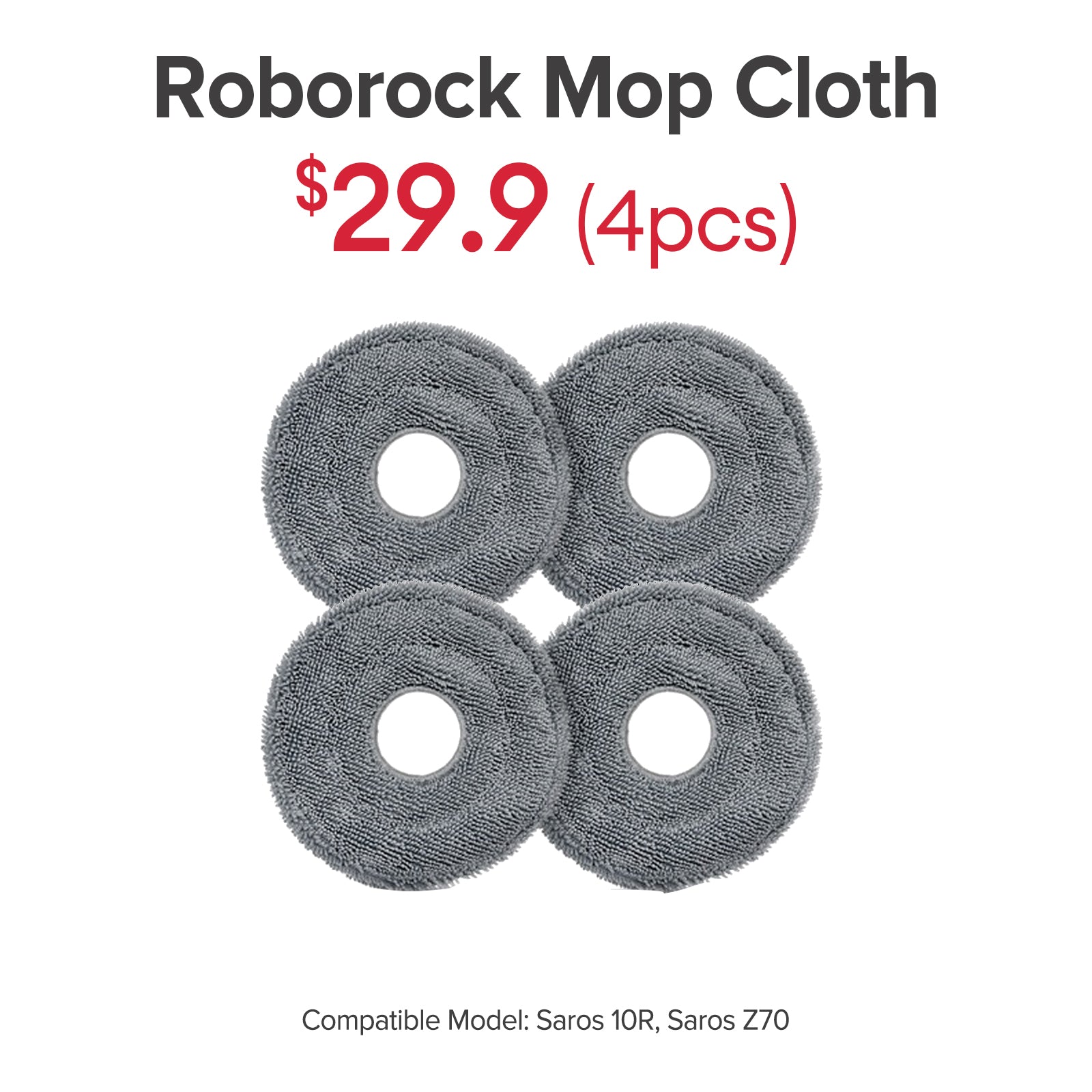 Mop Cloth for Roborock Saros 10R, Saros Z70