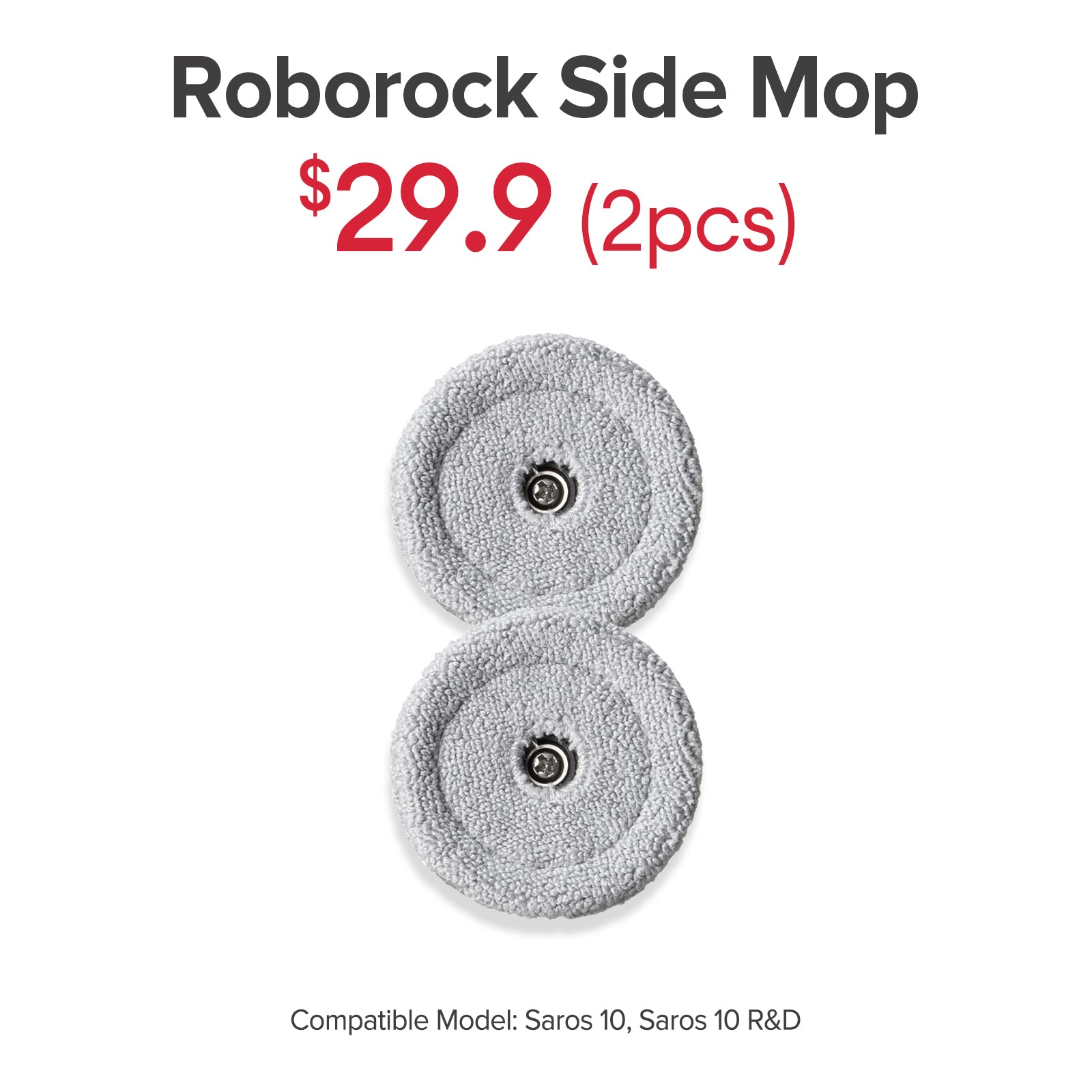 Side Mop for Roborock Saros 10, Saros 10 R&D