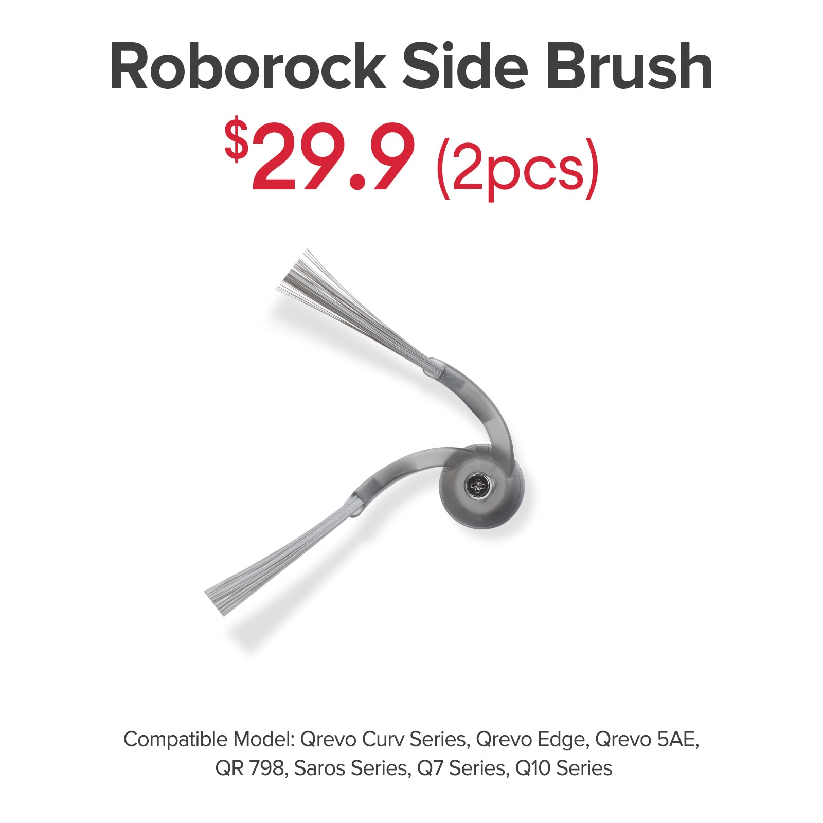 Side Brush for Roborock Qrevo Curv Series, Qrevo Edge, Qrevo 5AE, QR 798, Saros Series, Q7 Series, Q10 Series