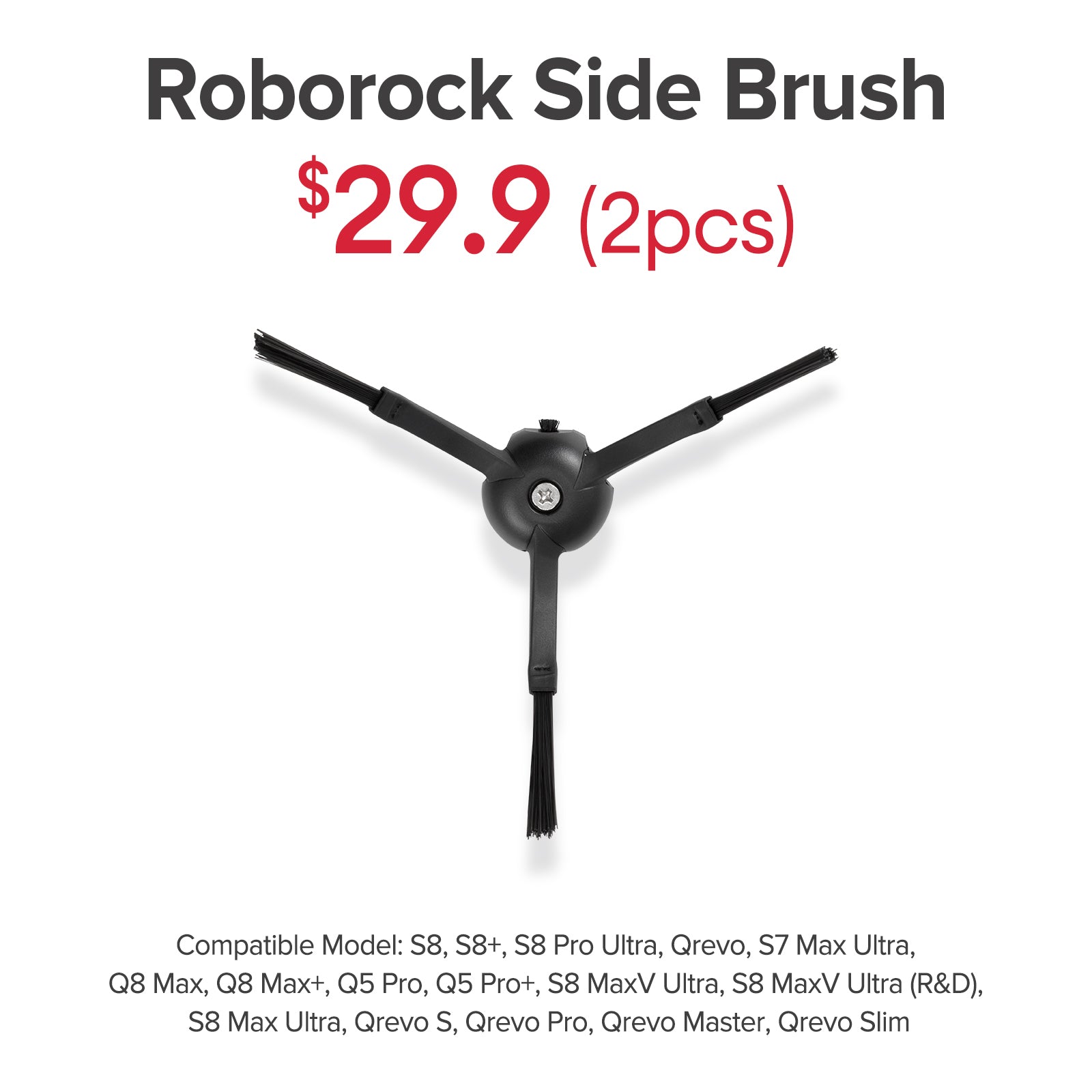 Side Brush for Roborock S8 MaxV Ultra, S8 MaxV Ultra (R&D), Qrevo S, Qrevo Pro, Qrevo Master, Qrevo Slim