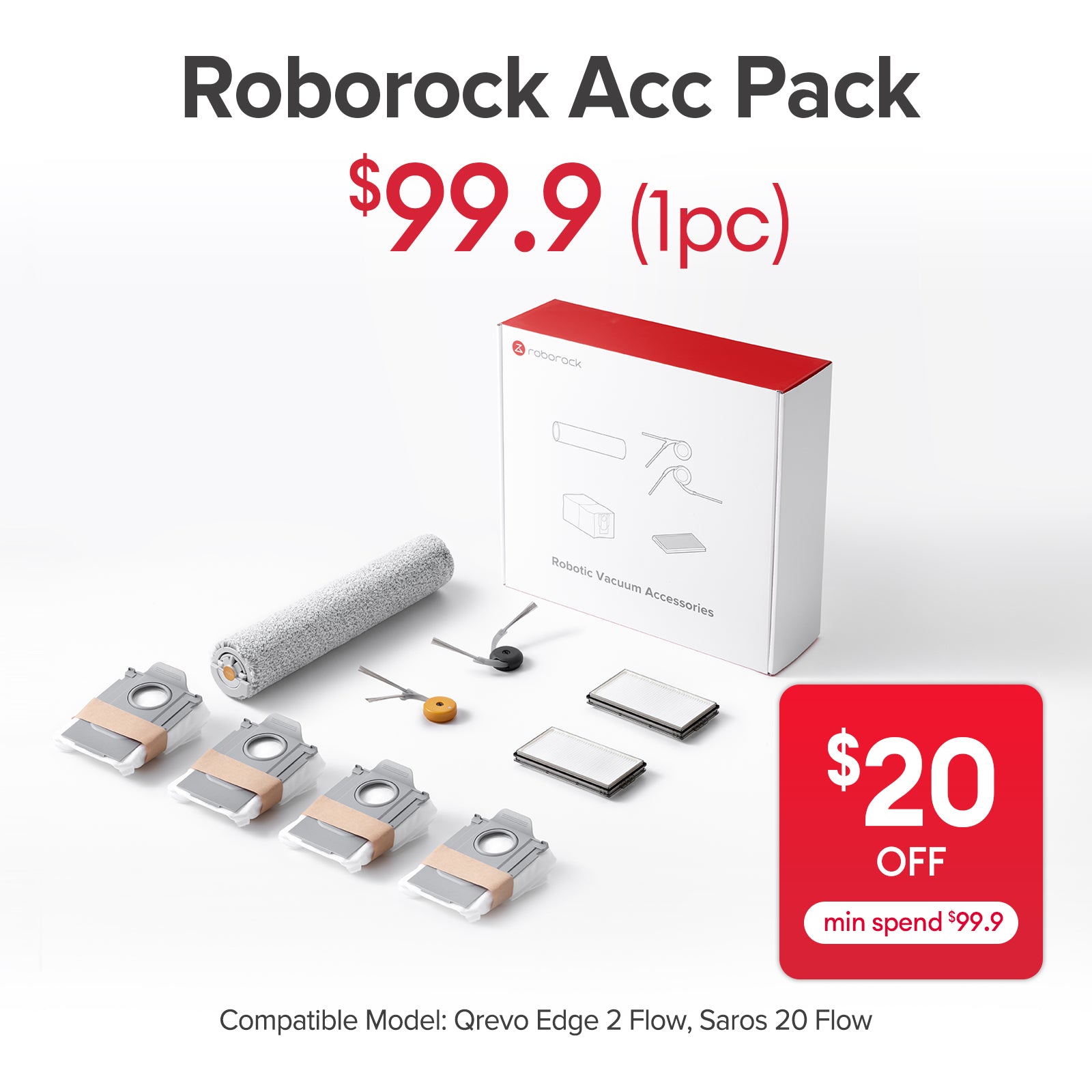 Roborock Accessories Pack for Qrevo Edge 2 Flow, Saros 20 Flow