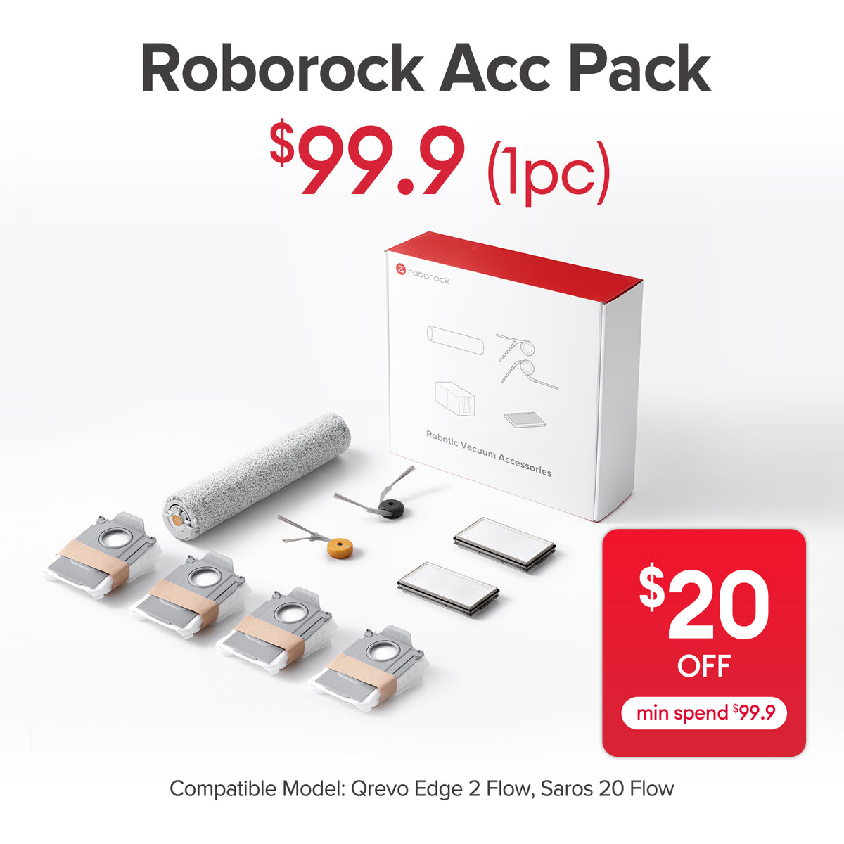 Roborock Accessories Pack for Qrevo Edge 2 Flow, Saros 20 Flow