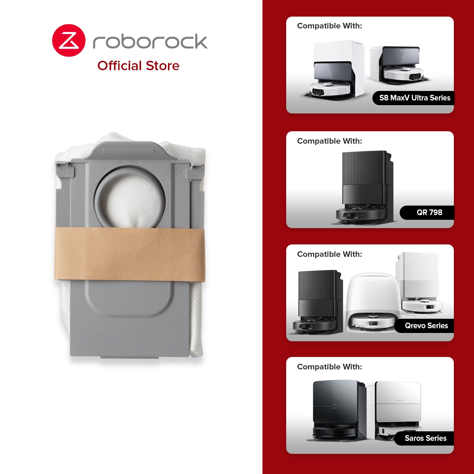 Dust Bag for Roborock S8 MaxV Ultra/Qrevo Series/Saros Series