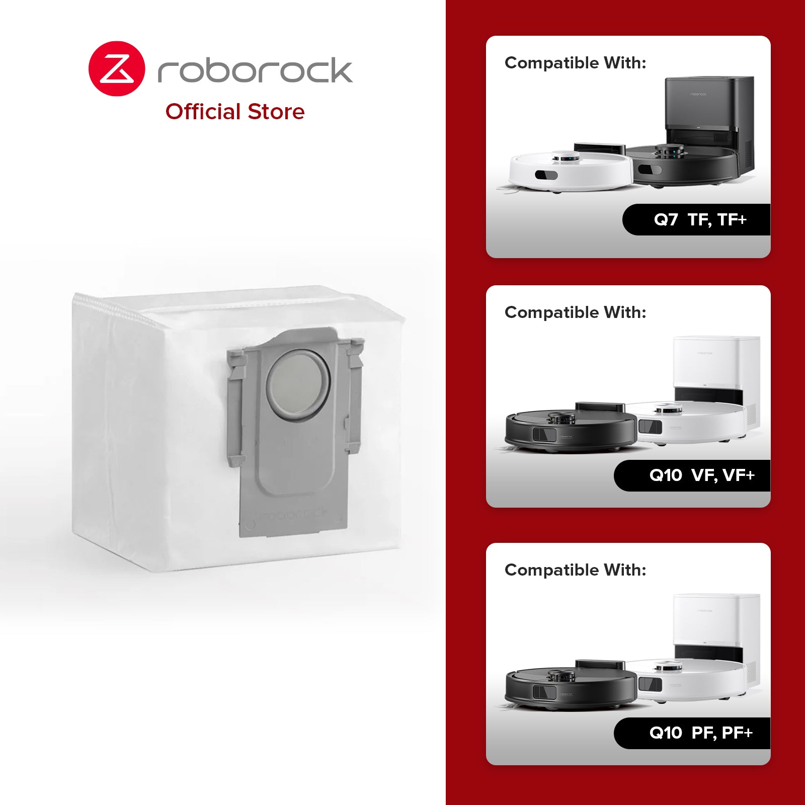 Dust Bag for Roborock Q7 TF, Q7 TF+, Q10 VF, Q10 VF+, Q10 PF, Q10 PF+