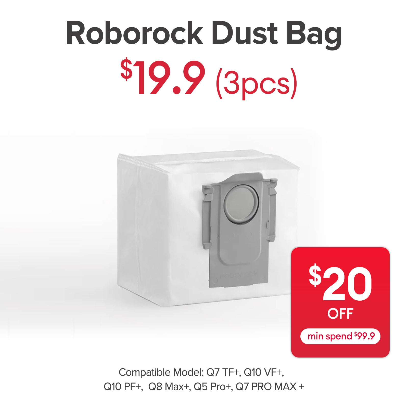 Dust Bag for Roborock Q7 TF, Q7 TF+, Q7 PRO MAX, Q7 PRO MAX+, Q10 VF, Q10 VF+, Q10 PF, Q10 PF+