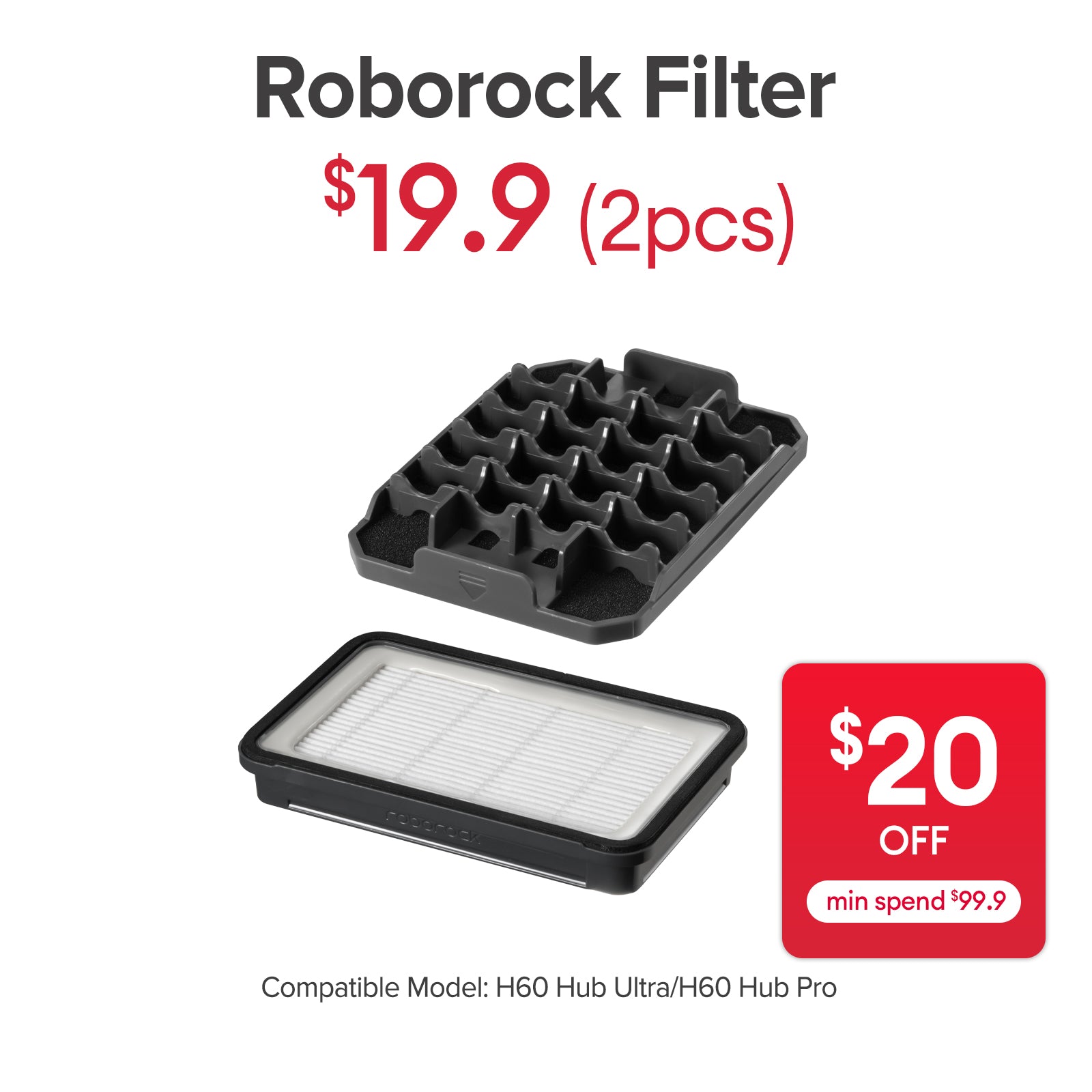 Filter for Roborock H60 Hub Ultra/ H60 Hub Pro