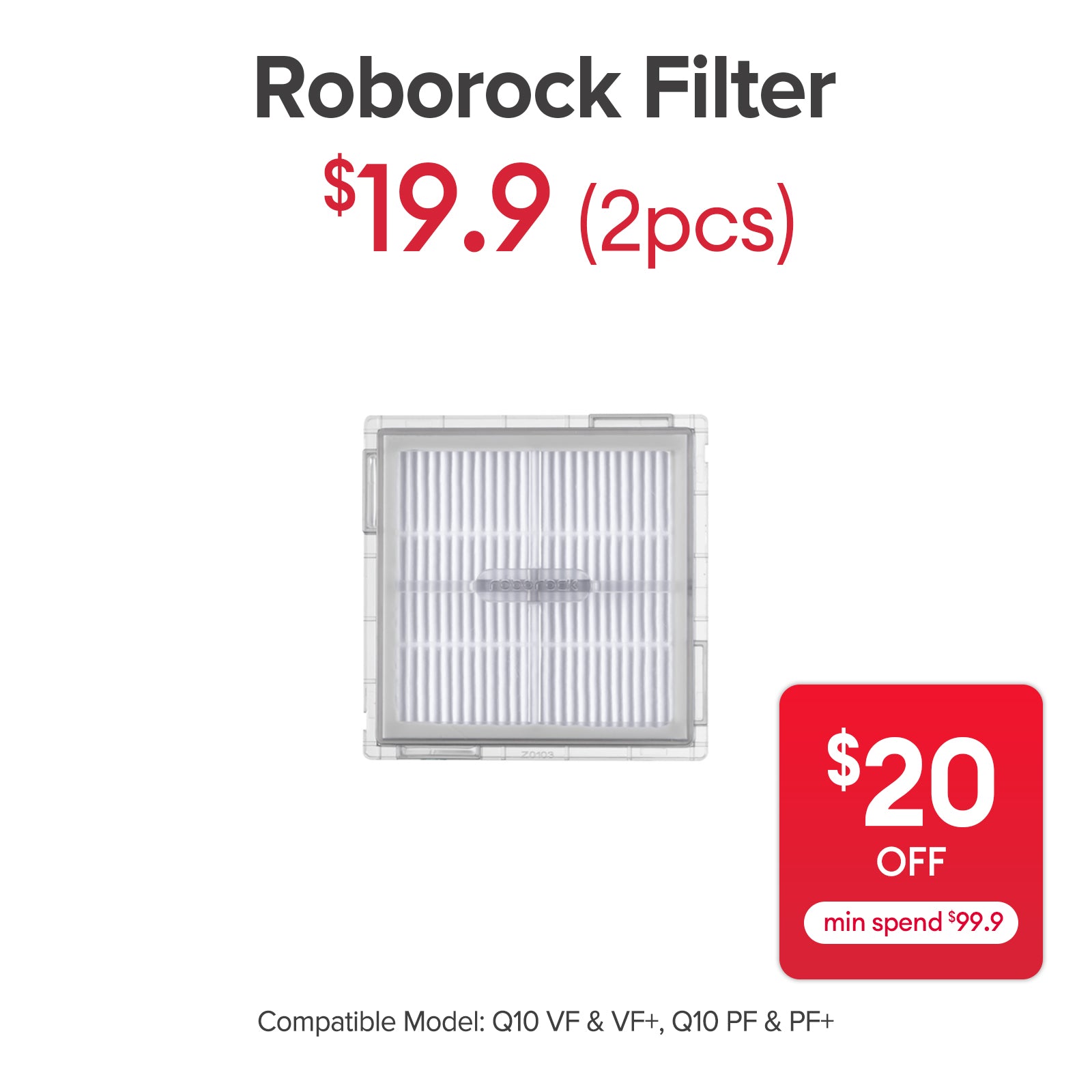 Filter for Roborock Q10 PF+, Q10 PF, Q10 VF+, Q10 VF