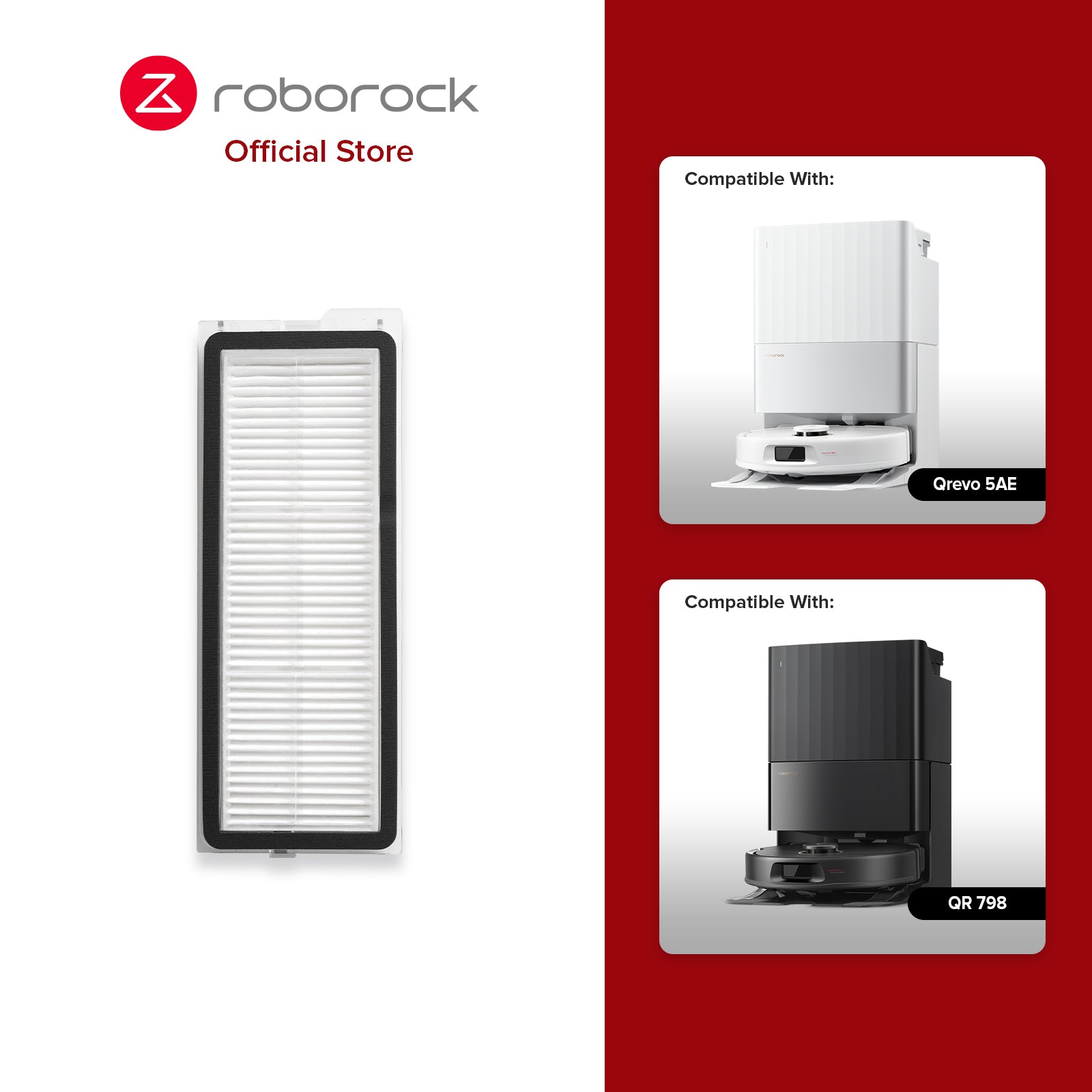 Filter for Roborock QR 798/Qrevo MaxV/Qrevo S/Qrevo Pro/Qrevo Curv Series/Qrevo Edge/Qrevo 5AE