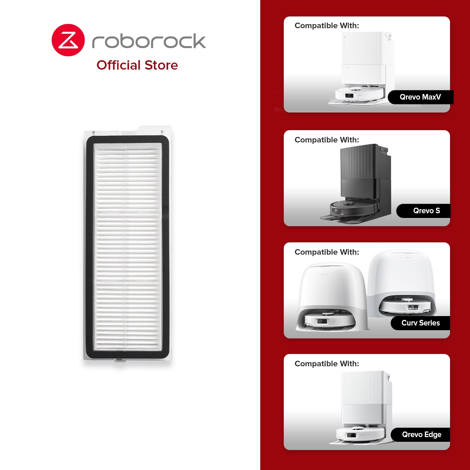 Filter for Roborock QR 798/Qrevo MaxV/Qrevo S/Qrevo Pro/Qrevo Curv Series/Qrevo Edge/Qrevo 5AE
