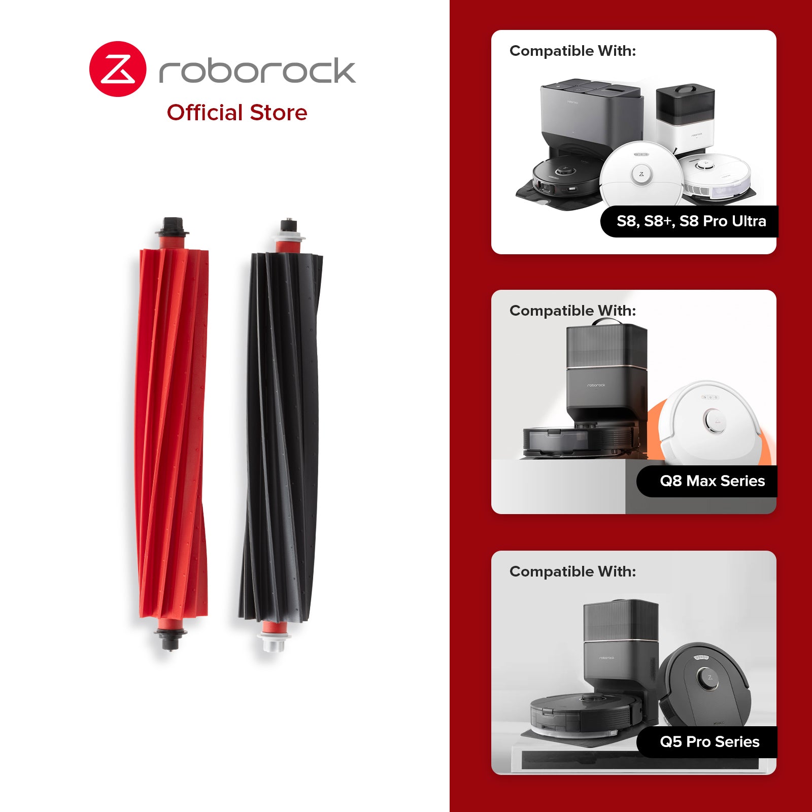 Main Brush for Roborock S8/S8+/S8 Pro Ultra/Q8 Max&Max+/Q5 Pro&Pro+/Q5 Max+/Q5 DuoRoller+