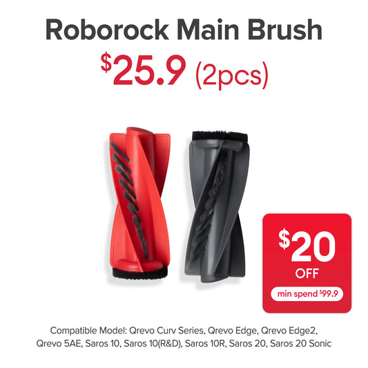 Main Brush for Roborock Qrevo Curv Series, Qrevo Edge, Qrevo Edge 2, Qrevo 5AE, Saros 10&10R,Saros 10 R&D , Saros 20 , Saros 20 Sonic, Saros 20 R&D