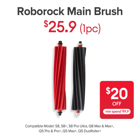 Main Brush for Roborock S8/S8+/S8 Pro Ultra/Q8 Max&Max+/Q5 Pro&Pro+/Q5 Max+/Q5 DuoRoller+