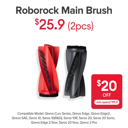 Main Brush for Roborock Qrevo Curv Series, Qrevo Edge, Qrevo Edge 2, Qrevo 5AE, Saros 10&10R,Saros 10 R&D , Saros 20 , Saros 20 Sonic, Saros 20 R&D, Qrevo 2 pro