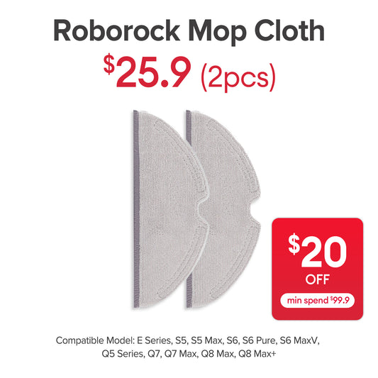 Mop Cloth for Roborock E Series, S5, S5 Max, S6, S6 Pure, S6 MaxV, Q5 Series, Q7, Q7 Max, Q8 Max, Q8 Max+