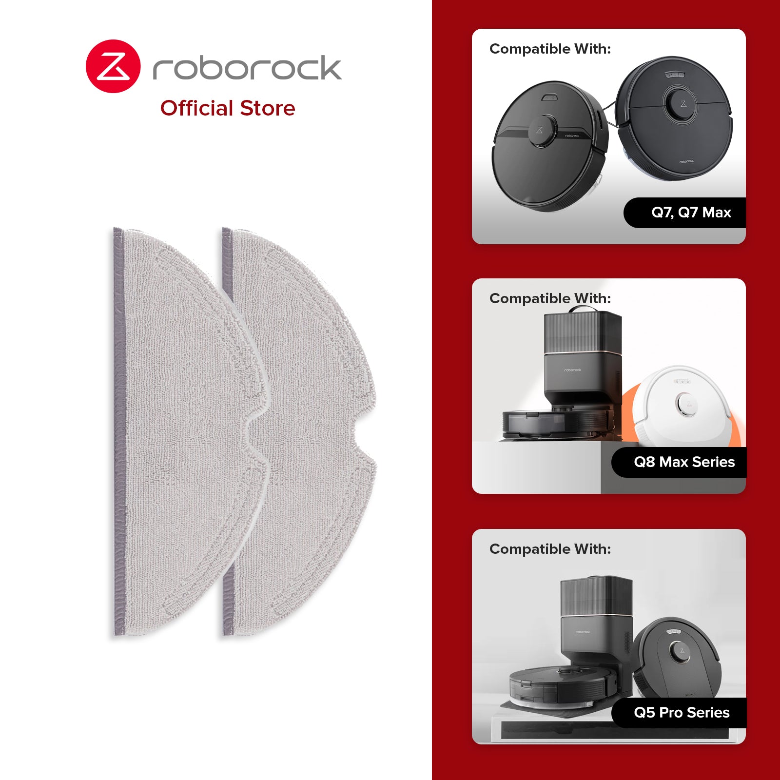 Mop Cloth for Roborock E Series, S5, S5 Max, S6, S6 Pure, S6 MaxV, Q5 Series, Q7, Q7 Max, Q8 Max, Q8 Max+