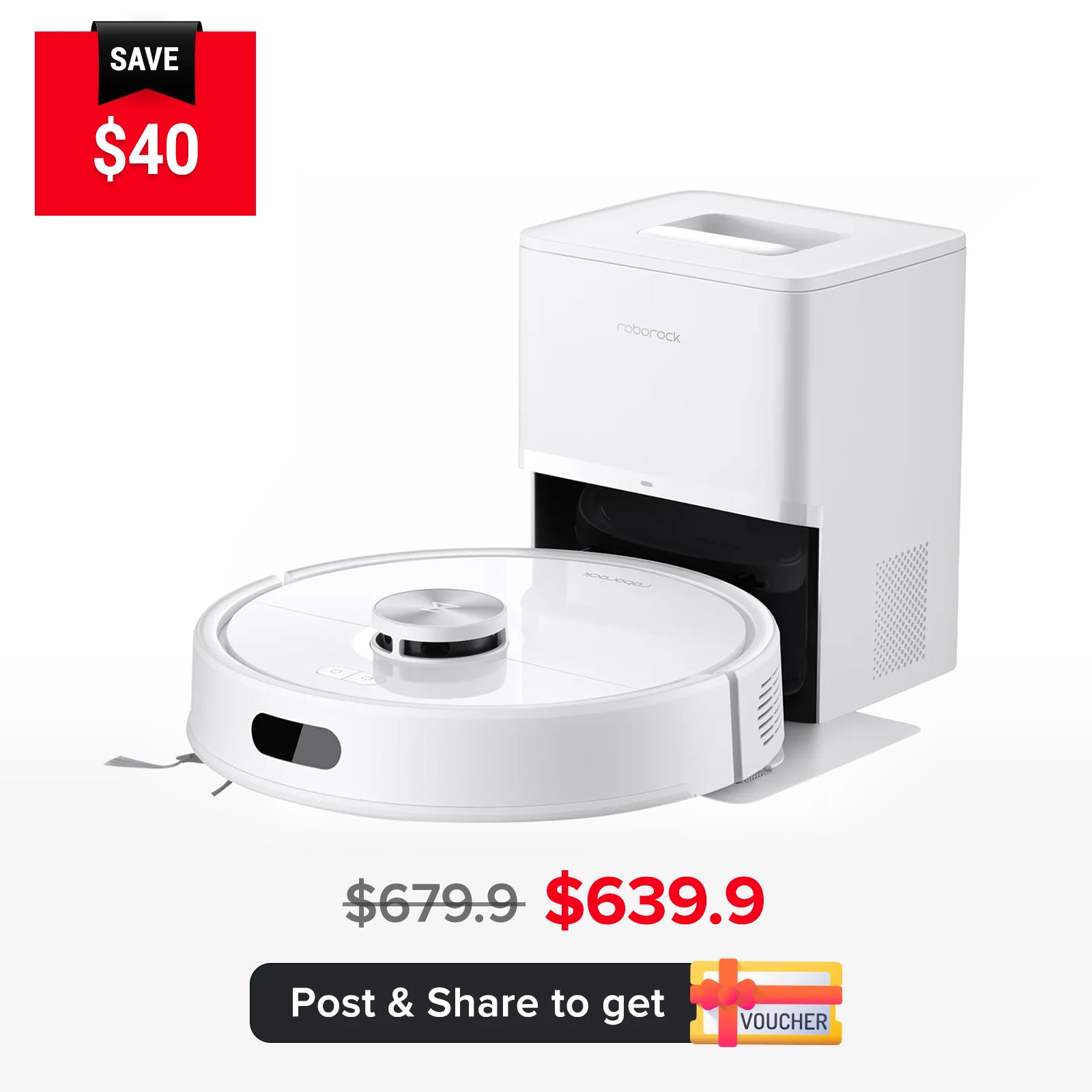 New Launch Roborock Q10 PF+ Robot Vacuum Black/White(Pre-Order)