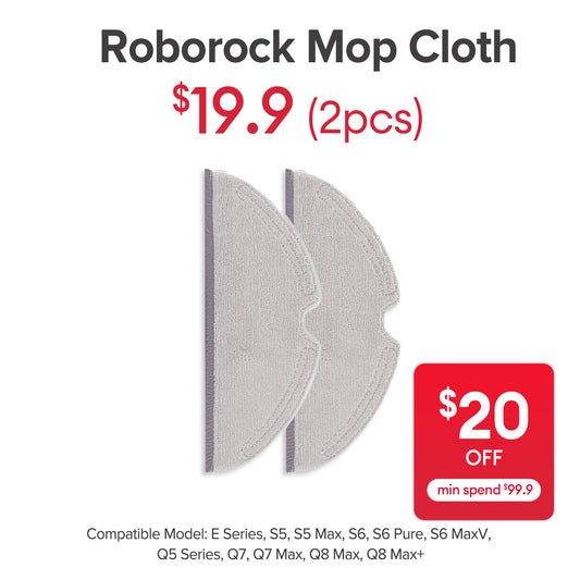 Mop Cloth for Roborock E Series, S5, S5 Max, S6, S6 Pure, S6 MaxV, Q5 Series, Q7, Q7 Max, Q8 Max, Q8 Max+