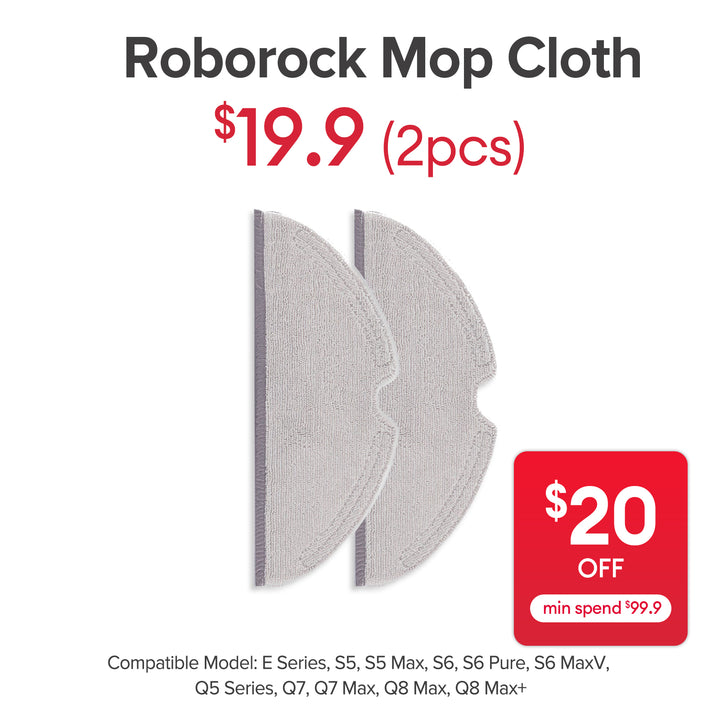 Mop Cloth for Roborock E Series, S5, S5 Max, S6, S6 Pure, S6 MaxV, Q5 Series, Q7, Q7 Max, Q8 Max, Q8 Max+