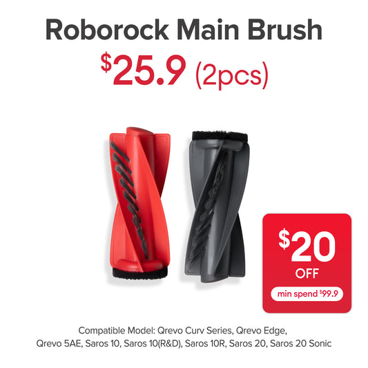 Main Brush for Roborock Qrevo Curv Series, Qrevo Edge, Qrevo 5AE, Saros 10&10R,Saros 10 R&D , Saros 20 , Saros 20 Sonic, Saros 20 R&D