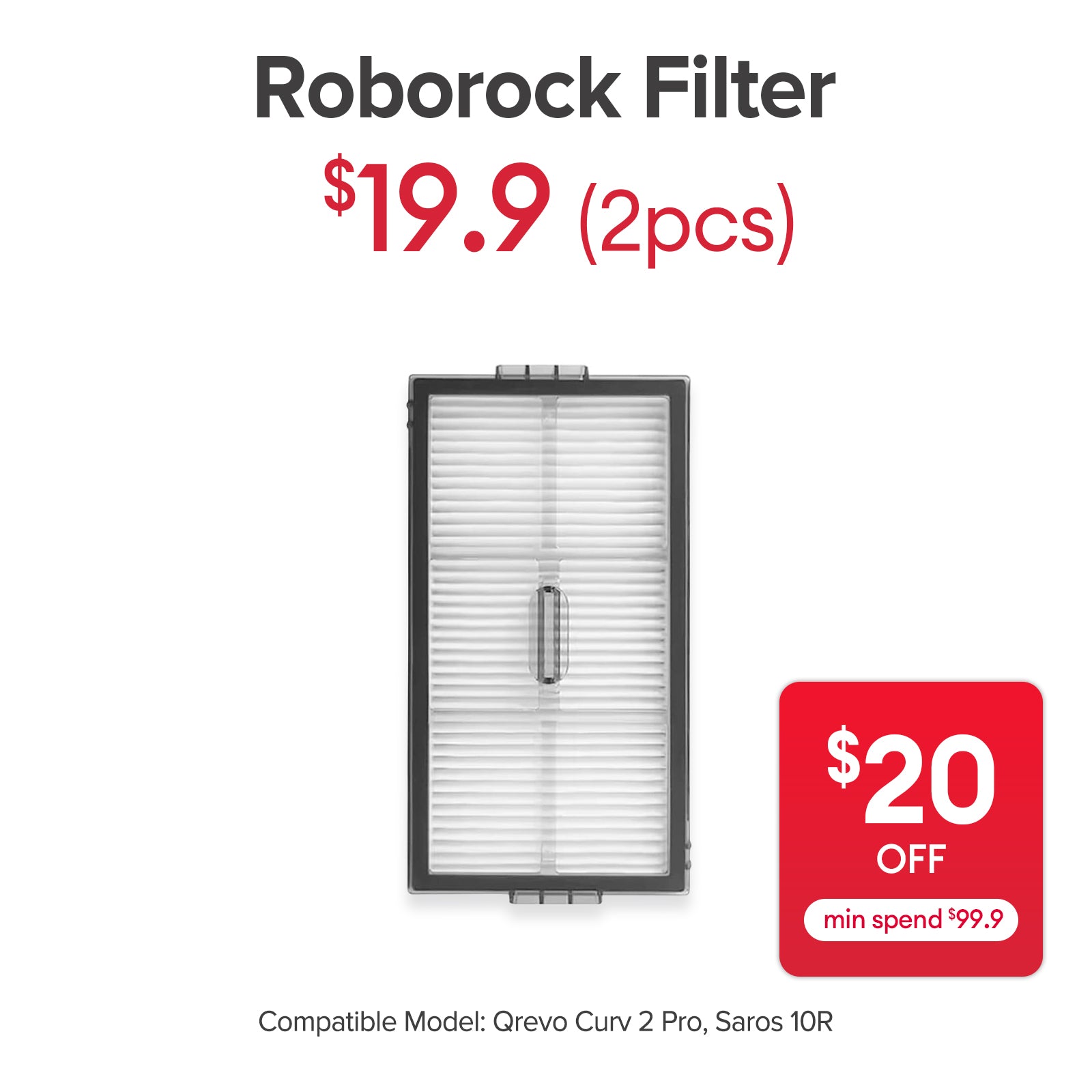 Filter for Roborock Saros 10R / Qrevo Curv 2 Pro