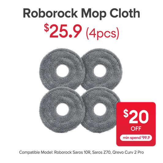 Mop Cloth for Roborock Saros 10R, Saros Z70 , Curv 2 Pro