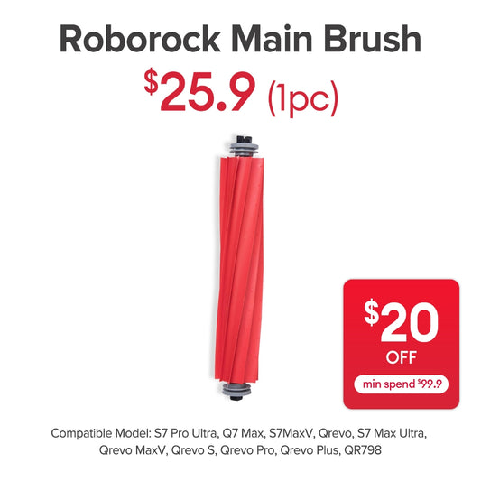 Main Brush for Roborock S7 Pro Ultra/Q7 Max/S7MaxV/Qrevo/S7 Max Ultra/Qrevo MaxV/Qrevo S/Qrevo Pro/Qrevo Plus/QR 798